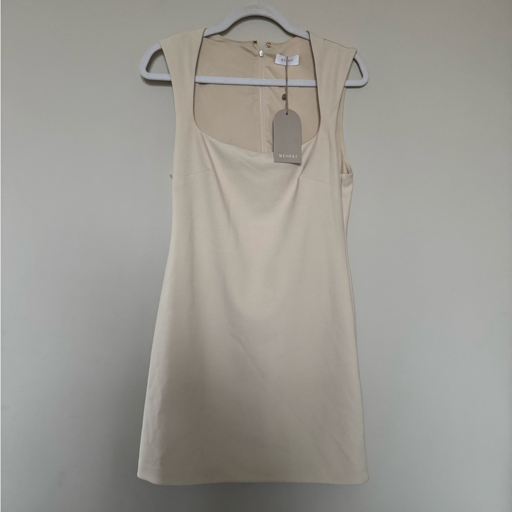 Meshki Cream Square Neck Sleeveless Camisole Dress